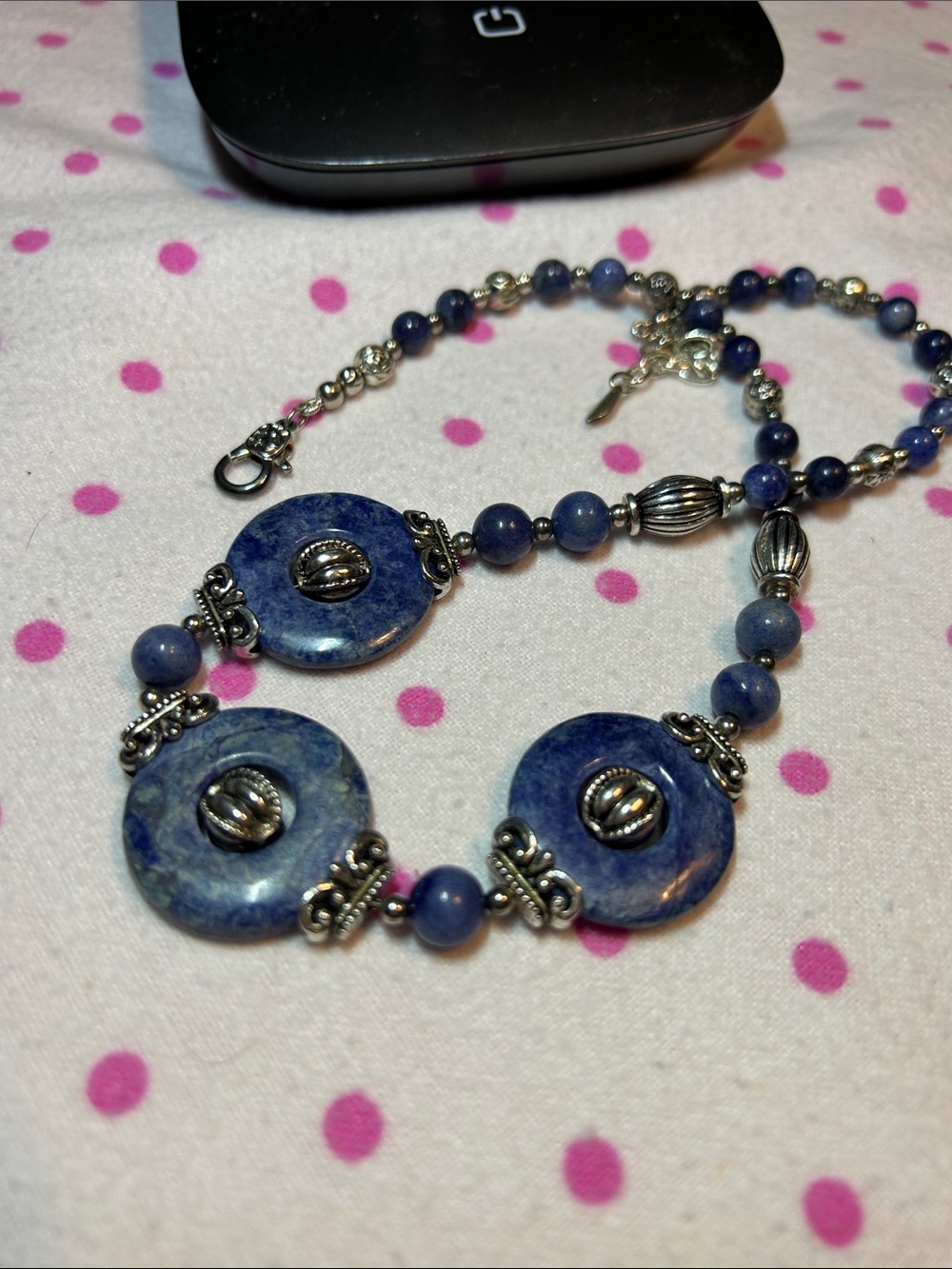 Blue Beaded Statement Necklace - Unbranded